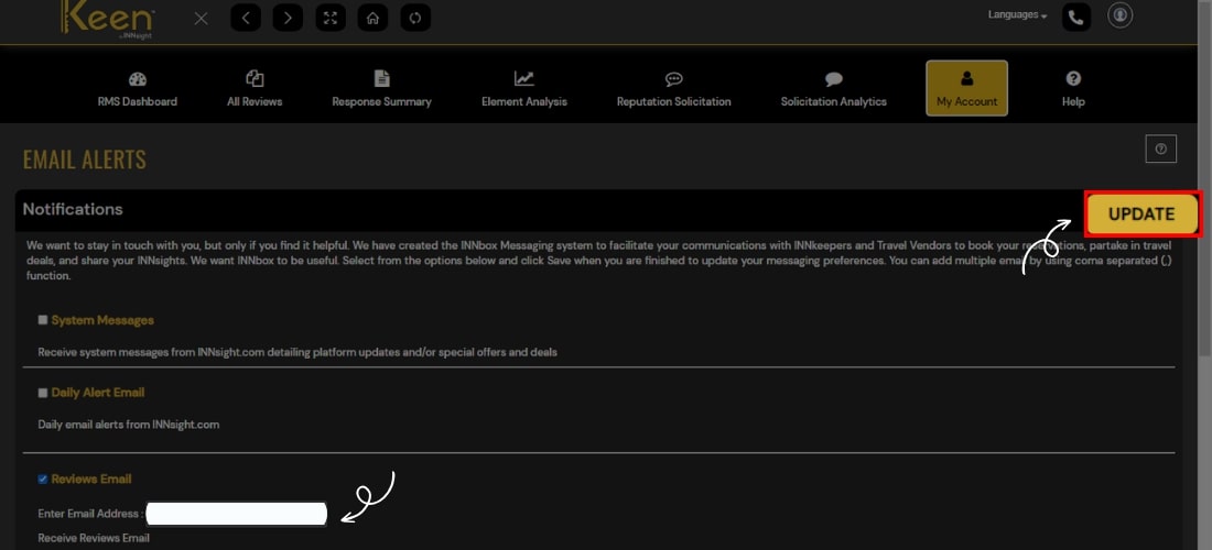 Keen Enter Email Address and Update