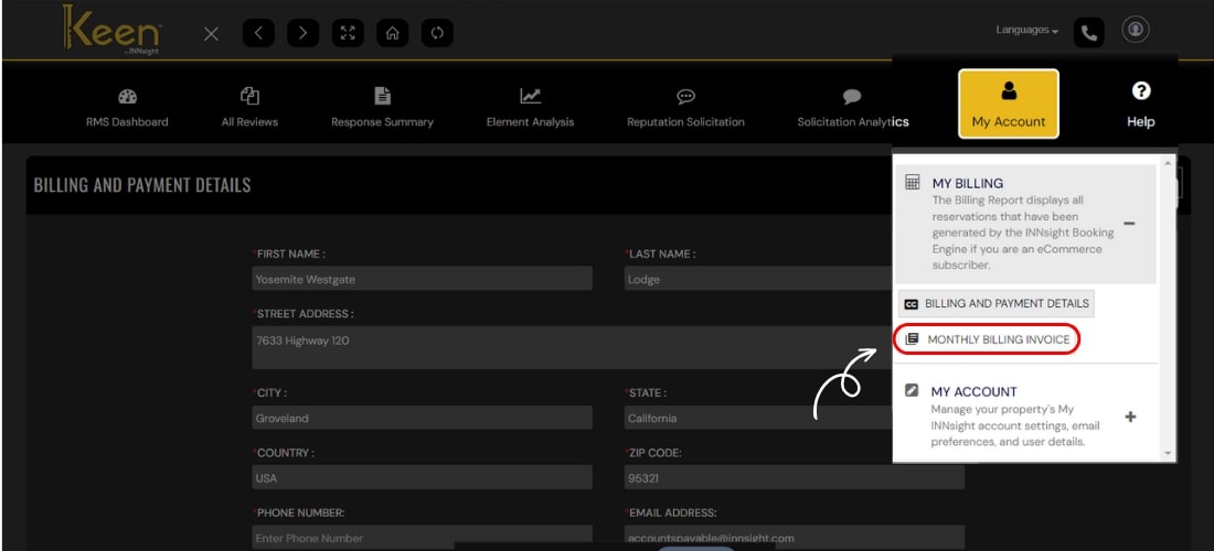 Keen Monthly Billing Invoice