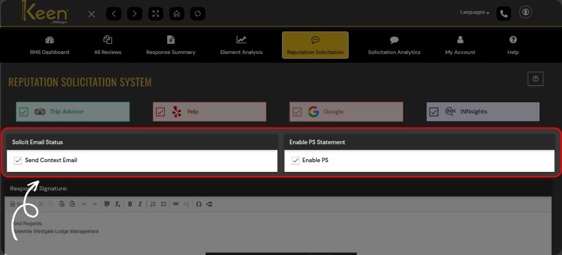 Keen Solicit Status Email & Enable PS Statement